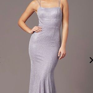 Glitter-Knit Long Backless Prom Dress by PromGirl